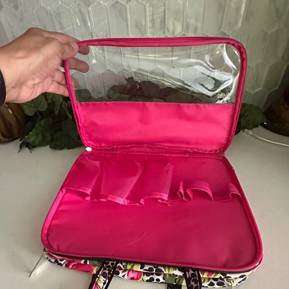 Modella Floral & Polka Dot Cosmetic Travel Bag With Clear Panel & Zipper Closure - Picture 11 of 13